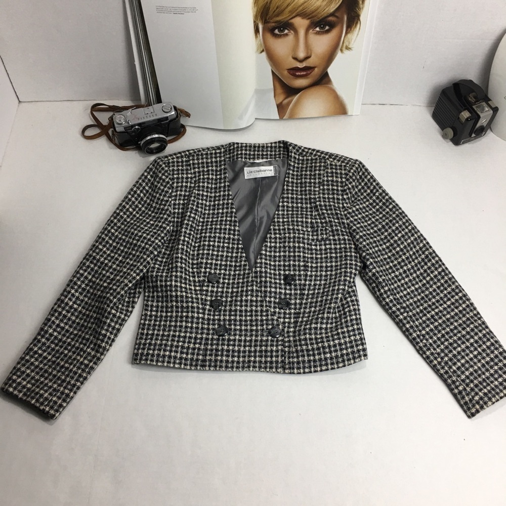 Vintage 90s Liz Claiborne Collection Cropped Blazer | Heritage Ivy Quiet Luxury